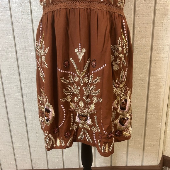 New Boston Proper Brown Embroidered Halter Dress, size large. - Picture 3 of 10